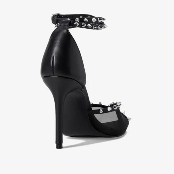 Steve Madden Women's "Lupton" Black Mesh Pointed-Toe Studded Pumps Size: 9 - Picture 6 of 7